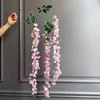 Venta de liquidación: Flores de Glicinia Moradas Redondas de 3 Ramas para Exportación Transfronteriza, Flores Artificiales de Glicinia de Gama Alta para Techos de Salones de Bodas, Flores Falsas al por Mayor
