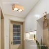 Foco Led de Techo para Sala de Estar Downlight de Montaje Superficial Luz de Caja Estilo Japonés Color Madera Luz de Rejilla Artística de Madera de Cuatro Cabezales