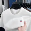 Camiseta Masculina Manga Curta Transfronteiriça Nova Gola Redonda Marca Grande Algodão de Seda de Alta Qualidade Bordado Casual 100% Algodão Puro Manga Curta Masculino