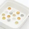 Pulseira de Contas Espaçadoras Pérola de Cristal com Tampas de Flor de Cor Forte Retentora de Cor Banhada a Ouro 18K Acessórios de Joias DIY C16