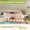 Caixa de Armazenamento de Ovos para Geladeira, Grau Alimentício, Porta-Ovos Inclinado Multicamadas para Cozinha com Porta Lateral