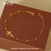 Pulseira Cruz Zircônia Aço Inoxidável 316 para Meninas Pulseira de Contas Douradas Millet Leve de Luxo High-End Produto Acabado Atacado