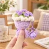 Llavero de Mini Ramo de Flores Tejido a Mano, Ramo de Flores de Ganchillo Hecho a Mano, Colgante para Bolso DIY, Pequeño Regalo para Novia