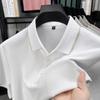 Nova camiseta masculina de manga curta, algodão mercerizado com gelo, lapela de verão, cor sólida, camisa polo, meia manga, tamanho grande, casual, moderna