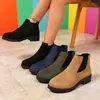 E-commerce Transfronteiriço 2026 Outono/Inverno Novidades Botas Chelsea Femininas Bico Redondo Camurça Faixa Elástica Salto Grosso Solado Grosso Sapatos Cor Sólida Botas de Cano Curto