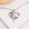 Collar Colgante de Plata de Ley S925 Doble Corazón de Venta Caliente Transfronteriza para Mujeres, Cadena para Clavícula Corazón con Piedra de Nacimiento Estilo Pareja, Moda de Lujo Ligero