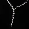 C217 Venta caliente transfronteriza collar de borla de diamante y pendientes de pedrería conjunto de dos piezas para novia boda collar largo elegante