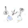 F136 Titanio Bombilla Pequeña Esmerilada Ab Piedra Lunar Tres Puntas Bola Redonda G23 Aleación de Titanio Joyería para Piercing Stud de Lengua Stud de Oreja