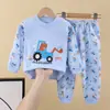 Conjunto de Roupa Íntima Infantil Algodão Puro Novo Pijama de Menino Outono Roupas de Outono para Bebê Menina Calças de Outono Roupas de Casa Roupas Infantis Atacado
