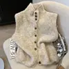 Novedad Otoño e Invierno 2025 Chaleco Cardigan de Punto Suave Estilo Coreano Holgado Chaleco Suéter sin Mangas con Cuello Alto para Mujer Tendencia