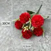 Flores artificiales: Crisantemo de bola de 5 cabezas, pequeño ramo de flores artificiales, crisantemo para decoración del hogar, accesorios de diente de león, adornos para decoración de bodas, flores artificiales compactas