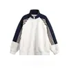 Cardigan Patchwork de Bloques de Color Otoñal de Marca Trendy Americana Chaqueta con Cuello Alto Corte Holgado Sudadera Deportiva Chaqueta de Pareja