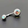 Liga de Titânio G23 Unha do Umbigo com Rosca Interna F136 Zircônia de Diamante Dupla Cabeça Unha do Umbigo Colorida Piercing do Umbigo Atacado