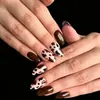 Bloqueio de Cor Castanho Chocolate Estampa de Leopardo Amêndoa Unhas Vestíveis Melade Retro Menina Picante Adesivos para Unhas Postiças Manicure Transfronteiriça