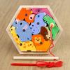 Rompecabezas 3D Estéreo de Pesca Rompecabezas Infantil 4-6 Educación Temprana Cognición Animal Tráfico Forma Emparejamiento Juguetes de Madera