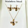 Moda coreana bonito animal óleo abelhas brincos de duas cores brincos colar terno feminino