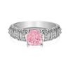 Explosiones Transfronterizas Anillo de Plata Esterlina S925 para Mujer de Alta Gama Zircón Corte Flor de Hielo Azul Rosado Moda Geométrico Anillo de Amor