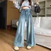 Jeans de Pierna Recta Talla Grande para Mujer 2024 Otoño e Invierno Nuevos para Chicas Gorditas Cuerpo en Forma de Pera Sueltos Cintura Alta Adelgazantes Pantalones de Pierna Ancha