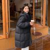 Abrigo Largo de Plumas para Mujer con Botones de Cuerno, Largo por Encima de la Rodilla, Nuevo Modelo Invierno 2026, Con Capucha, Engrosado, Plumón de Pato Blanco, Chaqueta Cálida