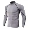 Ropa Deportiva Nueva para Fitness de Manga Larga para Hombre con Cuello Alto Ropa de Entrenamiento Mallas para Correr Mallas de Secado Rápido para Ciclismo Capa Base