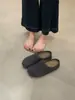 Zapatos Birkenstock de Lana con Suela Gruesa, Zapatos de Medio Zapato para Una Pierna, Zapatos de Mujer, Zapatos de Medio Zapato Baotou Otoño e Invierno 2025, Zapatos Birkenstock