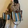 Bolso de Lona Casual de Moda para Viajes Diarios, Bolso Tote Rayado Grande de Nueva Colección 2026, Bolso de Hombro y Mano Tote