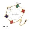 Pulsera de acero de titanio con trébol de cuatro hojas de la suerte de venta caliente transfronteriza, fritillary OL de doble cara dorada, moda europea y americana, nuevo temperamento que combina con todo