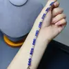 Pulsera de Zafiro Natural con Buen Color Plata S925 Mano de Obra Fina Incrustada, Tamaño de Piedra Principal 4*5mm