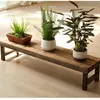 Estante para Flores de Madera Carbonizada de Múltiples Niveles para Interior Sala de Estar Exterior Patio al Aire Libre Banco Largo Anticorrosión Minimalista Balcón
