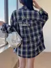 Camisa de Xadrez Estilo Preguiçoso Solto Retrô Proteção UV Feminina Outono Inicial Novo Estilo Coreano Simples Manga Longa Roupa de Proteção Solar