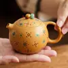 Tetera de Arcilla Dorada Arena Morada Modelo Nuevo 2026 Separación Té-Agua Tetera Individual Tetera Xishi Set de Té Kung Fu de Uso Doméstico de Gama Alta