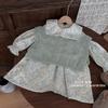 Liquidación no devuelve no cambia [orden racional] solapa floral vestido de manga larga azul chaleco tejido