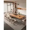 Mesa de Centro de Madera Maciza Color Madera para Todas las Estaciones, Mesa y Sillas de Madera Maciza para Preparar Té, Mesa de Té Integrada Minimalista Moderna para Hotel, B&B, Sala de Exposiciones, Oficina