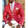 Blazer de Xadrez Masculino de Linha Única com Dois Botões Personalizado para Exportação Transfronteiriça, Blazer Casual Slim Masculino