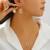 Collar Colgante de Diamante Estrella y Luna de Lujo Moda Transfronteriza Cadena para Clavícula de Mujer con Estrella y Luna Ropa de Mujer para Vacaciones