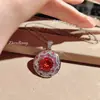 Anillo Completo de Diamante Colorido Europeo y Americano Diamante Flash Estrella de Diamante Rosa Rosa Brújula Conjunto de Collares Pendientes de Lujo Luz Azul para Mujer