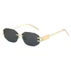Nuevas Gafas de Sol Sin Marco de Metal 2025 Moda Europea y Americana Transfronteriza Gafas de Sol de Moda Poligonales con Bordes Cortados para Hombres con Sensación de Alta Gama