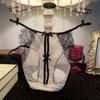 D1-K2376 Calcinha Sexy Quente com Recortes Renda Cílios Respirável Laço Bolinhas Jacquard Malha