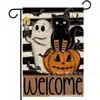 Nova bandeira de jardim de Halloween transfronteiriça, bandeira pendurada para decoração de pátio do Dia dos Mortos, bandeira dupla face com estampa de abóbora e fantasma