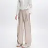 Calça listrada larga estilo retrô japonês, unissex, versátil, com um design de cinto simples e uma silhueta casual de pernas longas