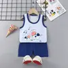 Ropa Infantil 2024 Verano Nuevo Traje Chaleco Infantil Algodón Puro Comercio Exterior Bebé Sin Mangas Shorts Estilo Coreano Ropa para Niños