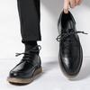 Zapatos de Cuero con Forro de Felpa Estilo Nórdico 2025 para Adolescentes, Hombres, Punta Redonda, Simples, Versátiles, con Cordones, Caña Baja, Formales de Negocio para Hombres