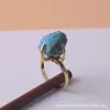 Anillo Ajustable de Piedra Preciosa Cristalina Curativa Europeo y Americano Anillo de Garra Irregular Chapado en Oro Joyería Anillo
