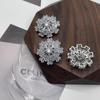 Guarda-chuva Grande Flor Botão de Zircão Moda Feminina Casaco Tweed Casaco Camisola Cobre Banhado Roupas Botão de Cristal