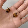 DOUDOUSTORE Aguja de Plata 925 Geométrico Palabra Color Maillard Otoño e Invierno Aretes Retro Aretes de Personalidad Simple