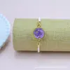 Pulsera de Flores Secas, Flor Eterna, Gipsófila, Narciso, Pulsera con Marco de Aleación Dorada, Pulsera Tejida a Mano con Flores Reales
