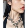 Collar de bolas de plata con cuentas redondas de estilo europeo y americano, de lujo, con personalidad exagerada y de gran sentido, cadena de clavícula de nicho, nuevo estilo para mujer.