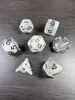 Conjunto de Dados Poliédricos D&D com Padrão de Mármore, Cores Misturadas, Transparente, D4D6D8D10D12D20 Lados, Tabuleiro Coc, Conjunto de Sete Peças