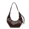 Bolsa de Couro Macio Grande Capacidade Estilo Comutador High-End Formato Bolinho para Mulheres, Nova Moda Versátil Bolsa Transversal Patchwork, Bolsa Croissant