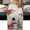 Caminho de mesa de Natal transfronteiriço, toalha de mesa longa festiva com estampa de Natal, novo design para casa, sala de jantar, sala de estar, mesa de jantar e mesa de centro